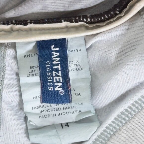 JANTZEN CLASSIC Women's Swimsuit 1-Piece Nylon Brown Floral Breathable Size 14 - Picture 6 of 9